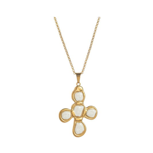 Cadena Cruz y Perlas