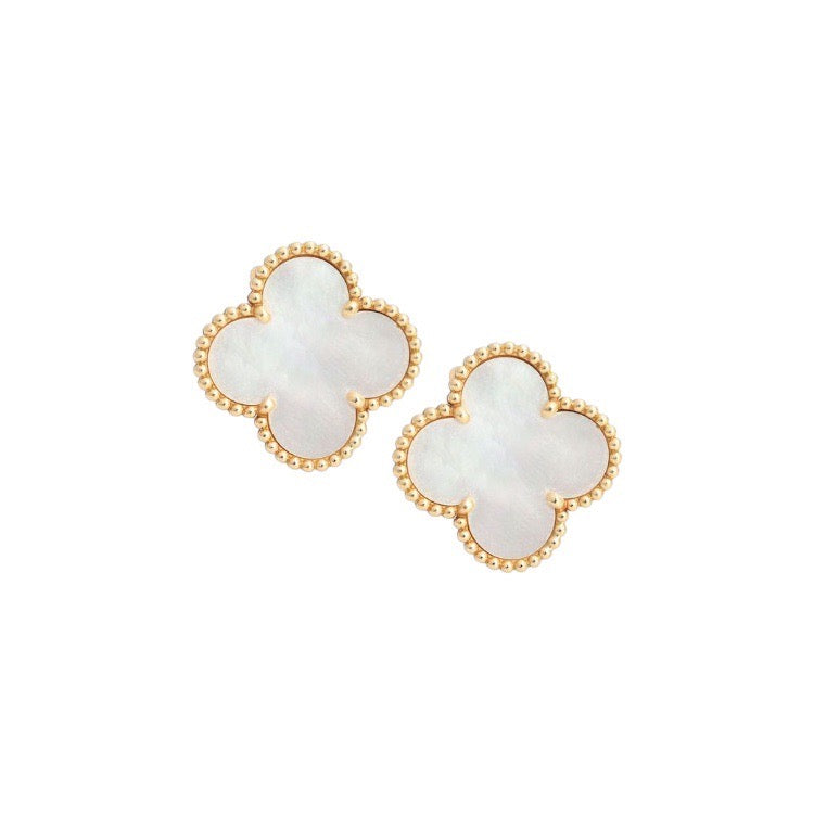 White vc earrings